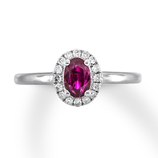 Natural Ruby Ring 1/8 ct tw Diamonds 10K White Gold | Kay Outlet