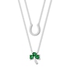 Thumbnail Image 0 of Lab-Created Emerald Shamrock Layered Necklace Sterling Silver