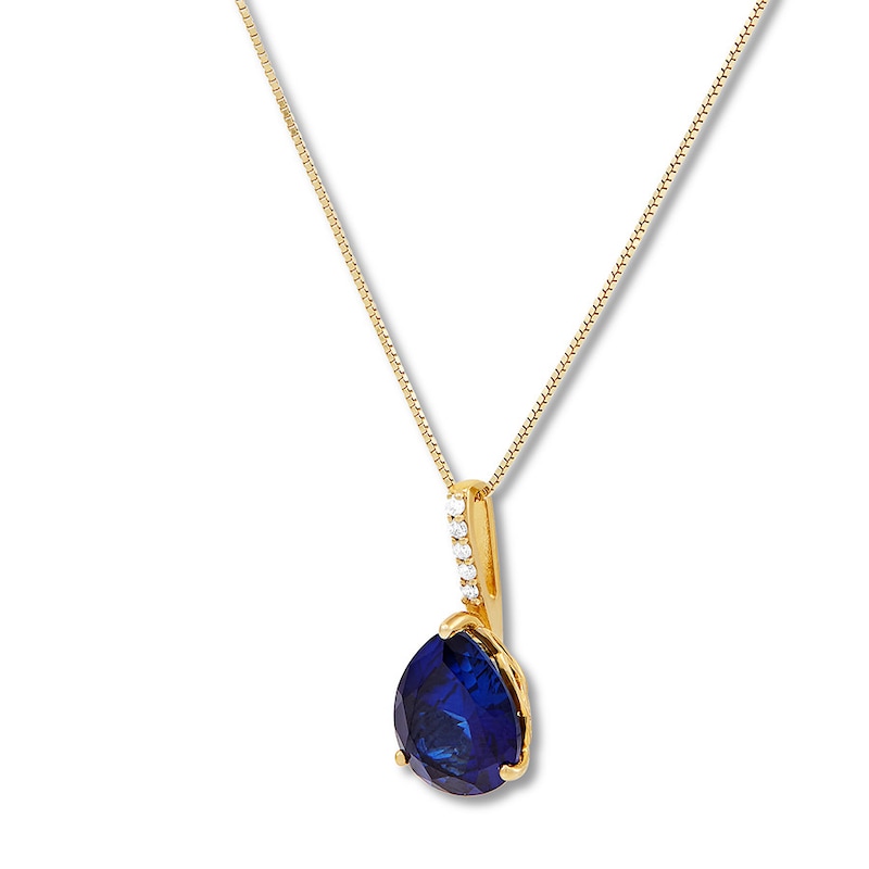 Lab-Created Sapphire Necklace with Diamonds 10K Yellow Gold | Kay Outlet