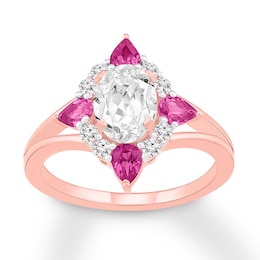 Pink & White Lab-Created Sapphire Ring 10K Rose Gold