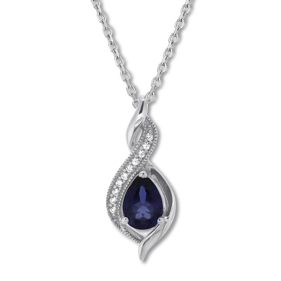 Lab-Created Sapphire Necklace Sterling Silver