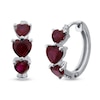 Thumbnail Image 0 of Lab-Created Ruby Heart Hoop Earrings Sterling Silver