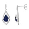 Thumbnail Image 1 of Lab-Created Blue Sapphire Earrings 1/15 ct tw Diamonds Sterling Silver