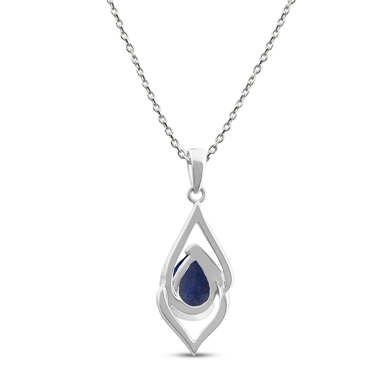 Main Image 4 of Lab-Created Blue Sapphire Necklace 1/20 ct tw Diamonds Sterling Silver 18&quot;