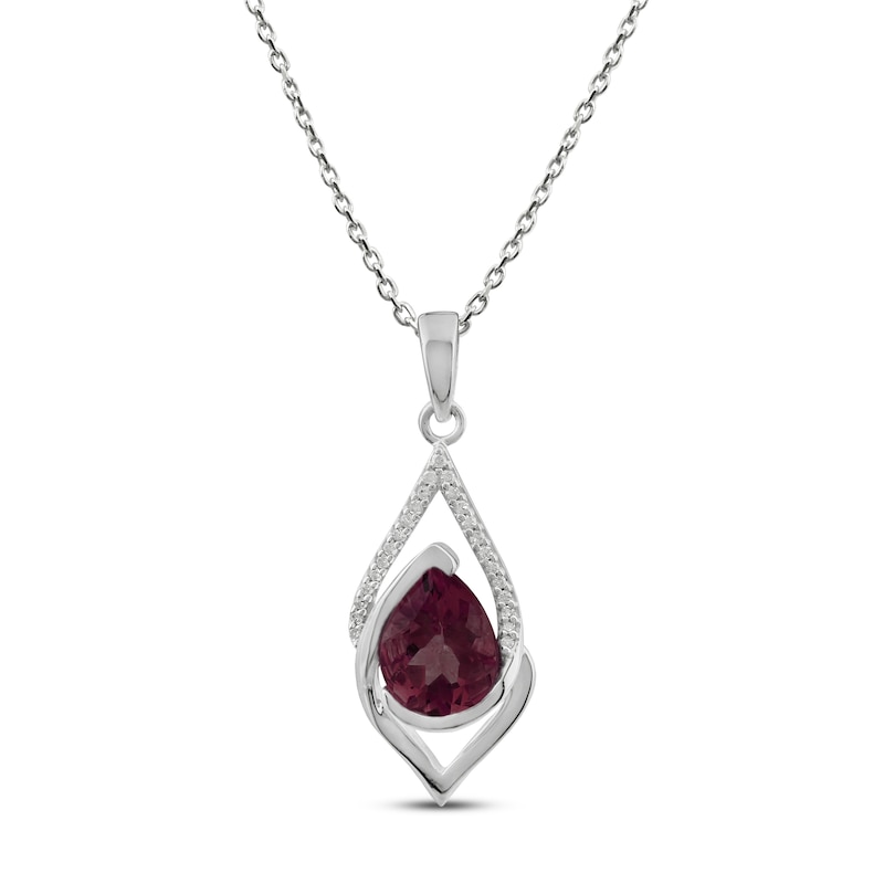 Lab-Created Ruby Necklace 1/20 ct tw Diamonds Sterling Silver 18