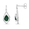 Thumbnail Image 1 of Lab-Created Emerald Earrings 1/15 ct tw Diamonds Sterling Silver