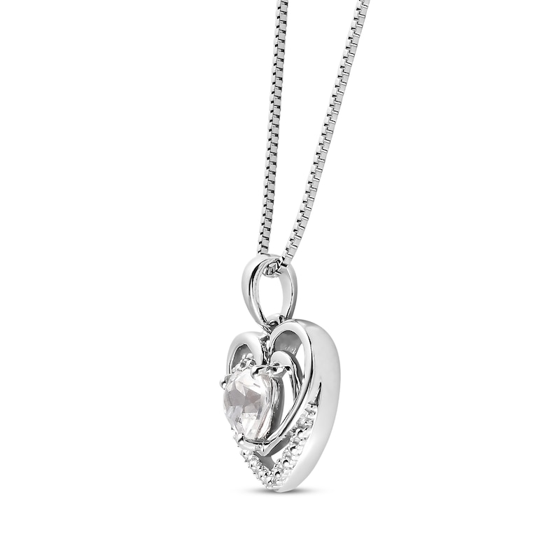 Main Image 2 of Lab-Created White Sapphire Heart Necklace Sterling Silver 18&quot;