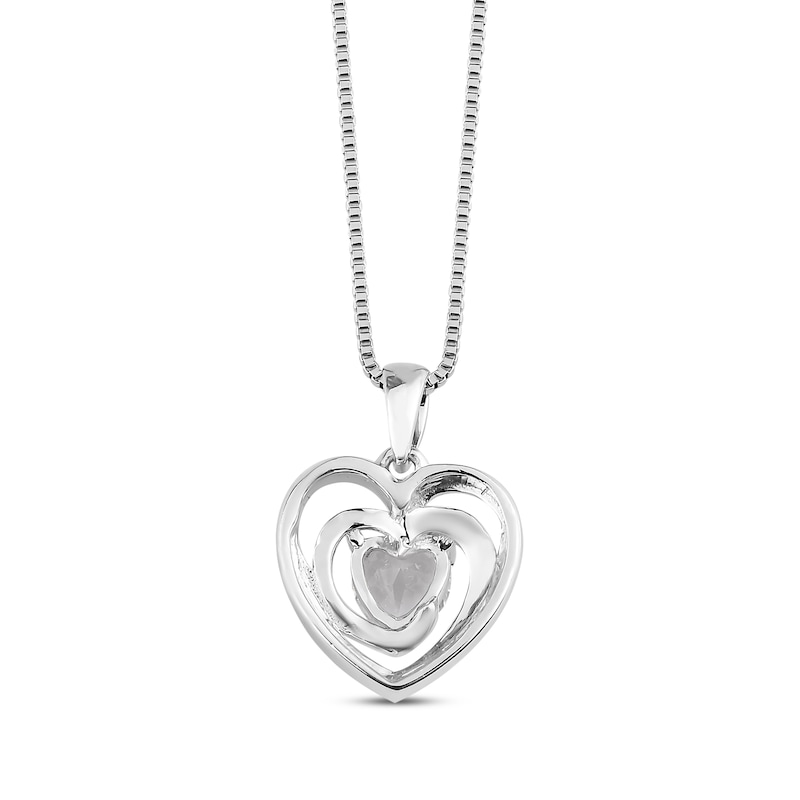 Main Image 3 of Lab-Created White Sapphire Heart Necklace Sterling Silver 18&quot;