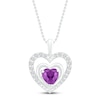 Thumbnail Image 0 of Amethyst & Lab-Created White Sapphire Heart Necklace Sterling Silver 18"