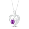 Thumbnail Image 1 of Amethyst & Lab-Created White Sapphire Heart Necklace Sterling Silver 18"