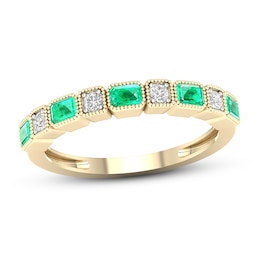 Emerald Ring 1/20 ct tw Diamonds 10K Yellow Gold