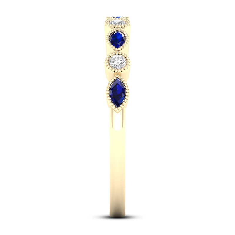 Main Image 2 of Blue Sapphire Ring 1/10 ct tw Diamonds 10K Yellow Gold