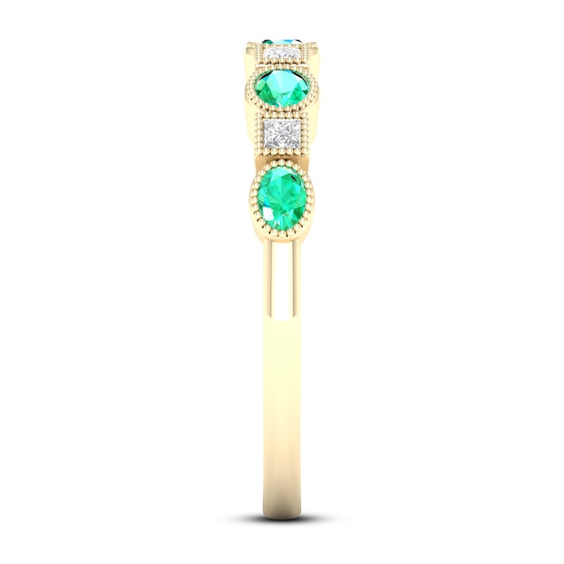 Emerald Ring 1/10 ct tw Diamonds 10K Yellow Gold