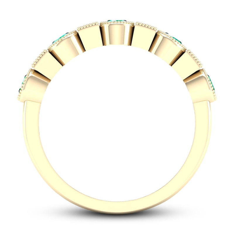 Emerald Ring 1/10 ct tw Diamonds 10K Yellow Gold