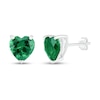 Thumbnail Image 0 of Lab-Created Emerald Heart Stud Earrings Sterling Silver