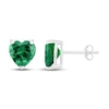 Thumbnail Image 1 of Lab-Created Emerald Heart Stud Earrings Sterling Silver