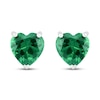 Thumbnail Image 2 of Lab-Created Emerald Heart Stud Earrings Sterling Silver