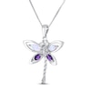 Thumbnail Image 1 of Lab-Created Opal/Amethyst/White Lab-Created Sapphire Dragonfly Necklace Sterling Silver 18"