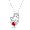 Thumbnail Image 2 of Lab-Created Ruby/White Lab-Created Sapphire Dolphins Necklace Sterling Silver 18&quot;