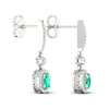 Thumbnail Image 3 of Emerald Dangle Earrings 1/6 ct tw Diamonds 10K White Gold