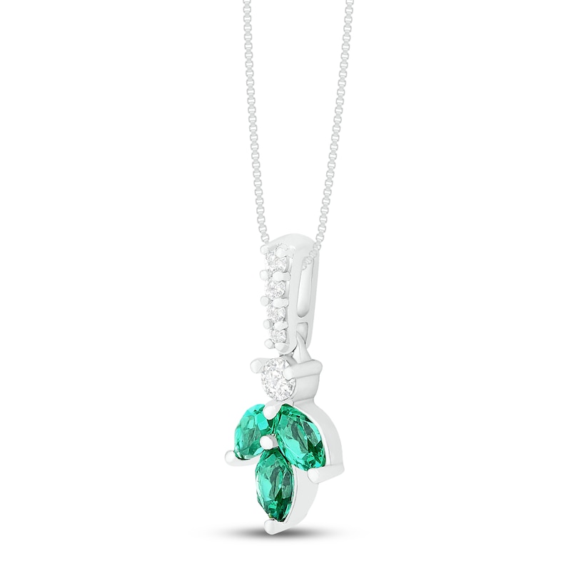 Lab-Created Emerald & White Lab-Created Sapphire Necklace Sterling ...