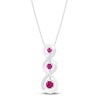 Thumbnail Image 1 of Pink & White convertible Lab-Created Sapphire Necklace Sterling Silver 18&quot;