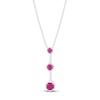 Thumbnail Image 3 of Pink & White convertible Lab-Created Sapphire Necklace Sterling Silver 18&quot;