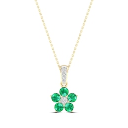 Emerald & Diamond Accent Necklace 10K Yellow Gold 18&quot;