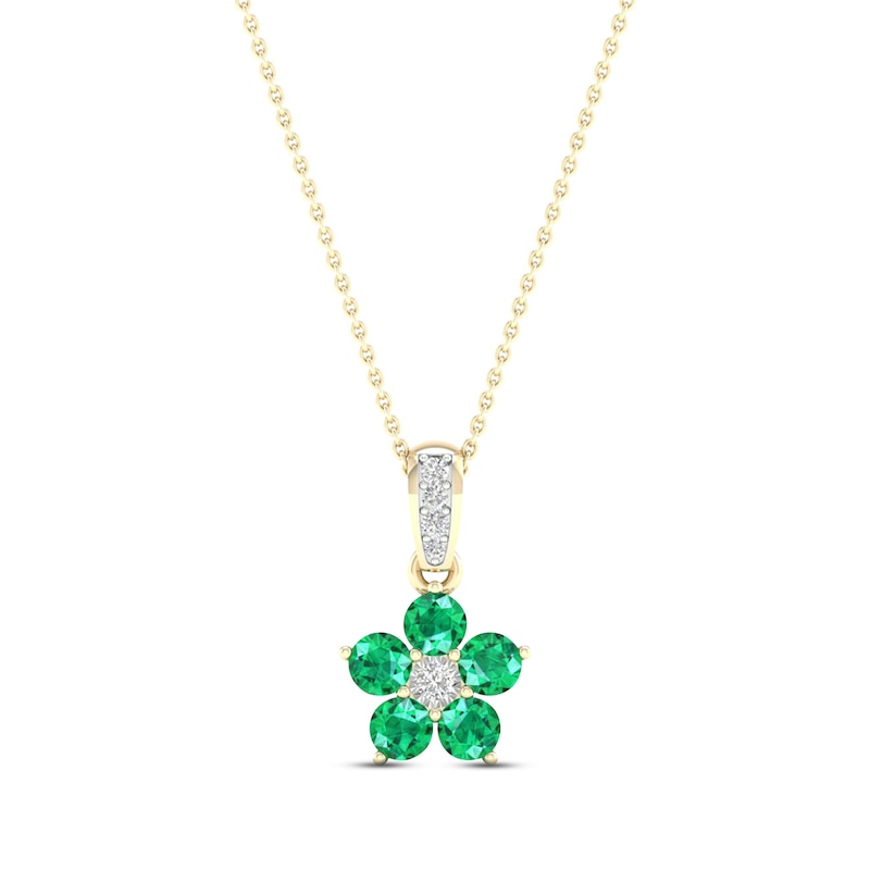 Emerald & Diamond Accent Necklace 10K Yellow Gold 18"