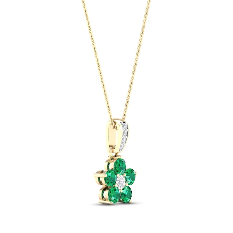 Emerald & Diamond Accent Necklace 10K Yellow Gold 18"