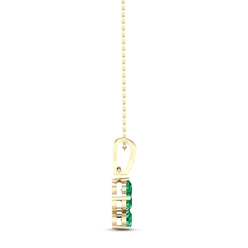 Emerald & Diamond Accent Necklace 10K Yellow Gold 18"