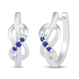 Blue Lab-Created Sapphire Hoop Earrings Sterling Silver