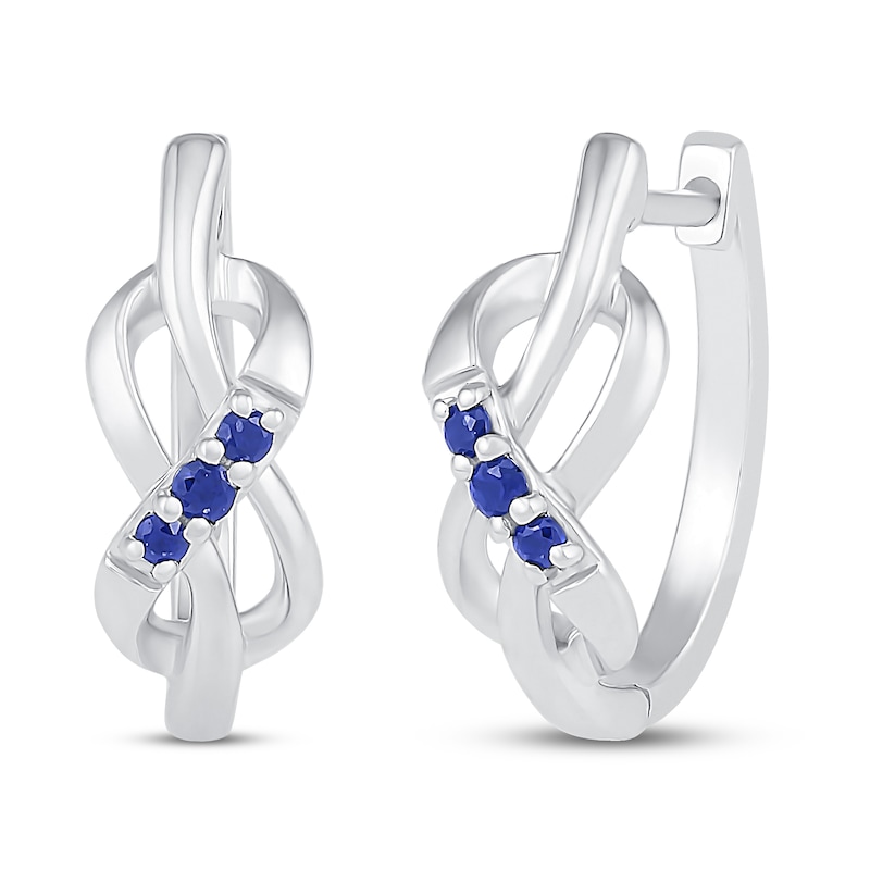 Blue Lab-Created Sapphire Hoop Earrings Sterling Silver