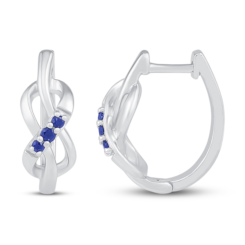 Blue Lab-Created Sapphire Hoop Earrings Sterling Silver