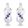 Thumbnail Image 2 of Blue Lab-Created Sapphire Hoop Earrings Sterling Silver