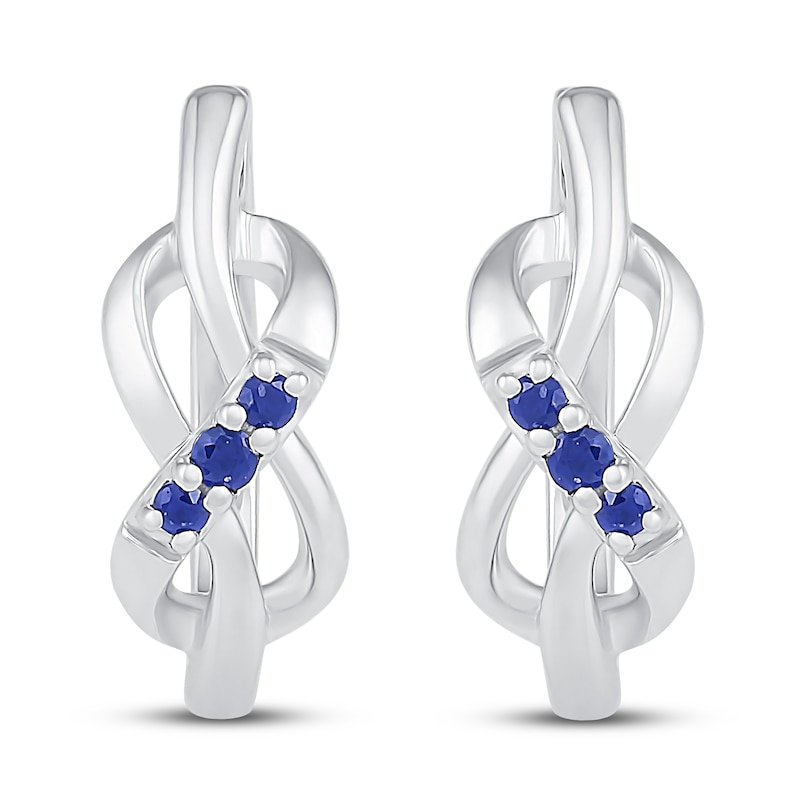 Blue Lab-Created Sapphire Hoop Earrings Sterling Silver