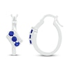 Thumbnail Image 1 of Blue Lab-Created Sapphire & Diamond Hoop Earrings 1/15 ct tw Sterling Silver