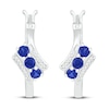Thumbnail Image 2 of Blue Lab-Created Sapphire & Diamond Hoop Earrings 1/15 ct tw Sterling Silver