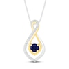 Thumbnail Image 1 of Convertible Blue & White Lab-Created Sapphire Necklace Sterling Silver/10K Yellow Gold 18&quot;