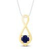 Thumbnail Image 2 of Convertible Blue & White Lab-Created Sapphire Necklace Sterling Silver/10K Yellow Gold 18&quot;