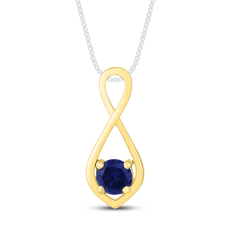 Main Image 2 of Convertible Blue & White Lab-Created Sapphire Necklace Sterling Silver/10K Yellow Gold 18&quot;