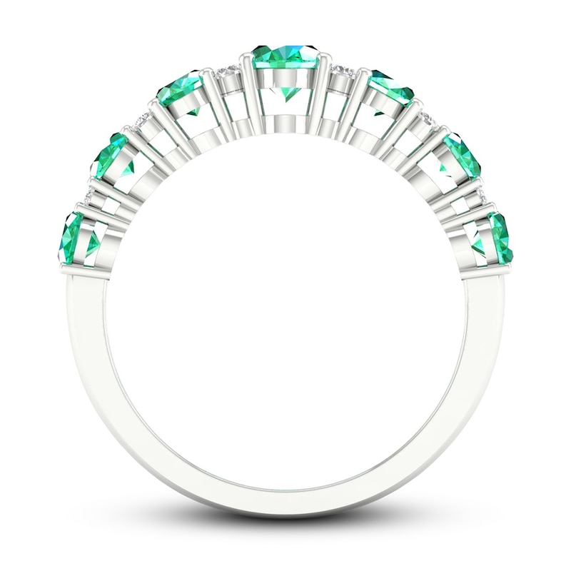 Main Image 4 of Emerald & Diamond Ring 1/6 ct tw 10K White Gold