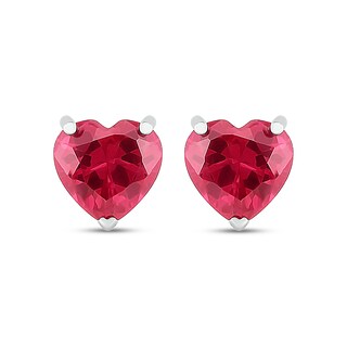 Lab-Created Ruby Heart Earrings Sterling Silver | Kay Outlet