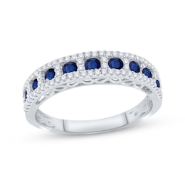 Blue & White Sapphire Ring Sterling Silver