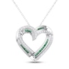 Thumbnail Image 1 of Lab-Created Emerald & White Lab-Created Sapphire Heart Necklace Sterling Silver 18&quot;