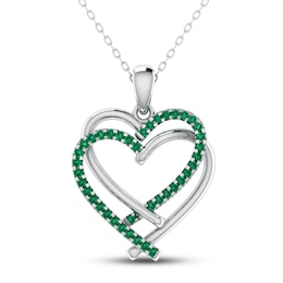 Emerald Heart Necklace Sterling Silver 18&quot;