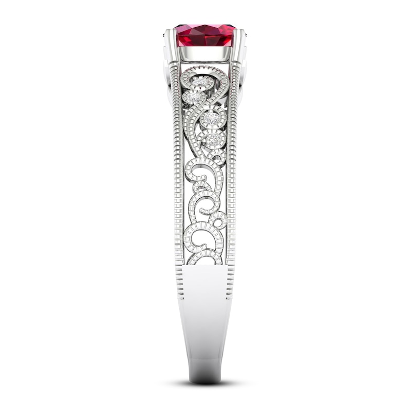 Main Image 3 of Lab-Created Ruby & White Lab-Created Sapphire Ring Sterling Silver