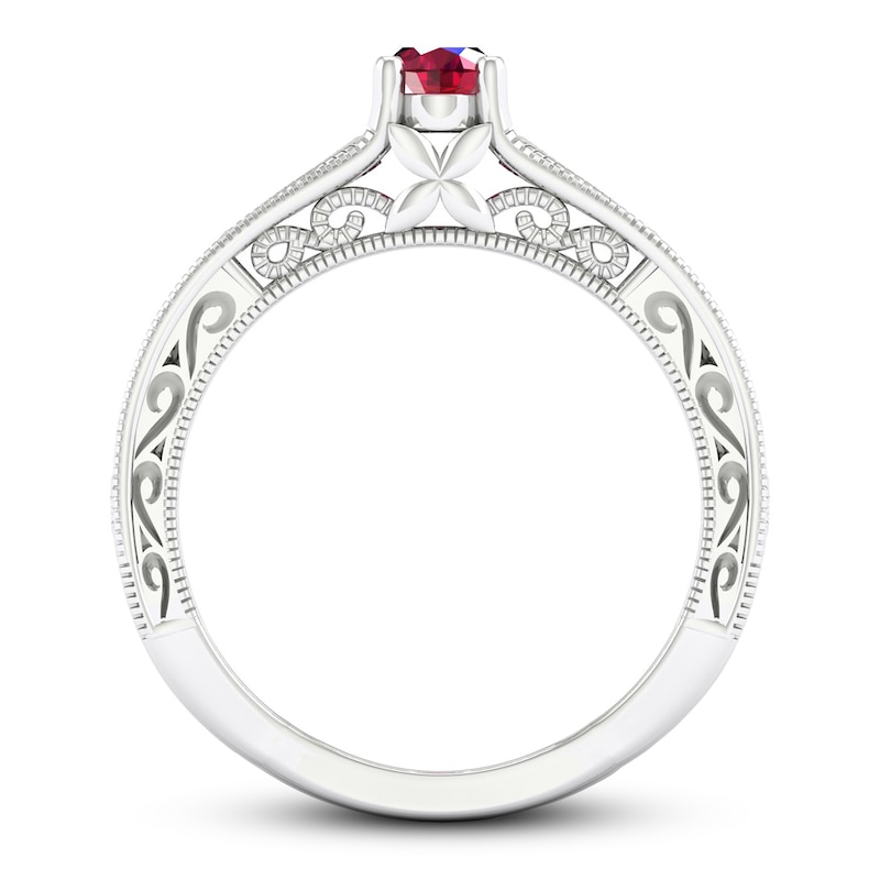 Main Image 4 of Lab-Created Ruby & White Lab-Created Sapphire Ring Sterling Silver