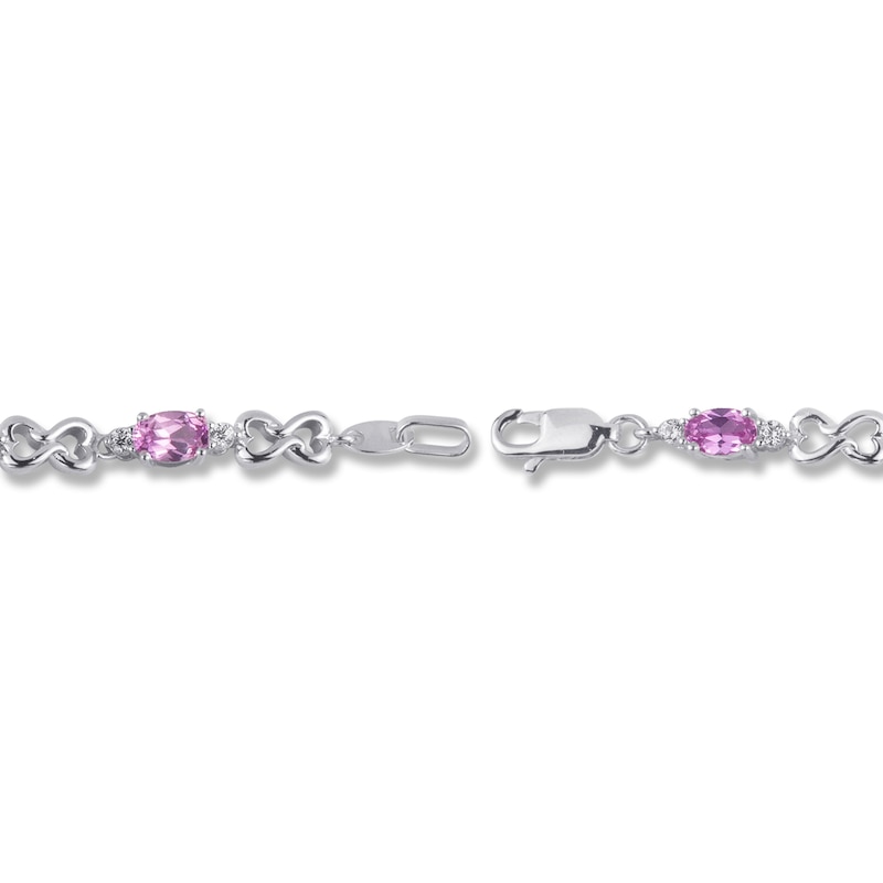 Pink & White Lab-Created Sapphire Bracelet Sterling Silver 7.5