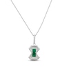 Thumbnail Image 2 of Lab-Created Emerald & White Lab-Created Sapphire Necklace Sterling Silver 18"